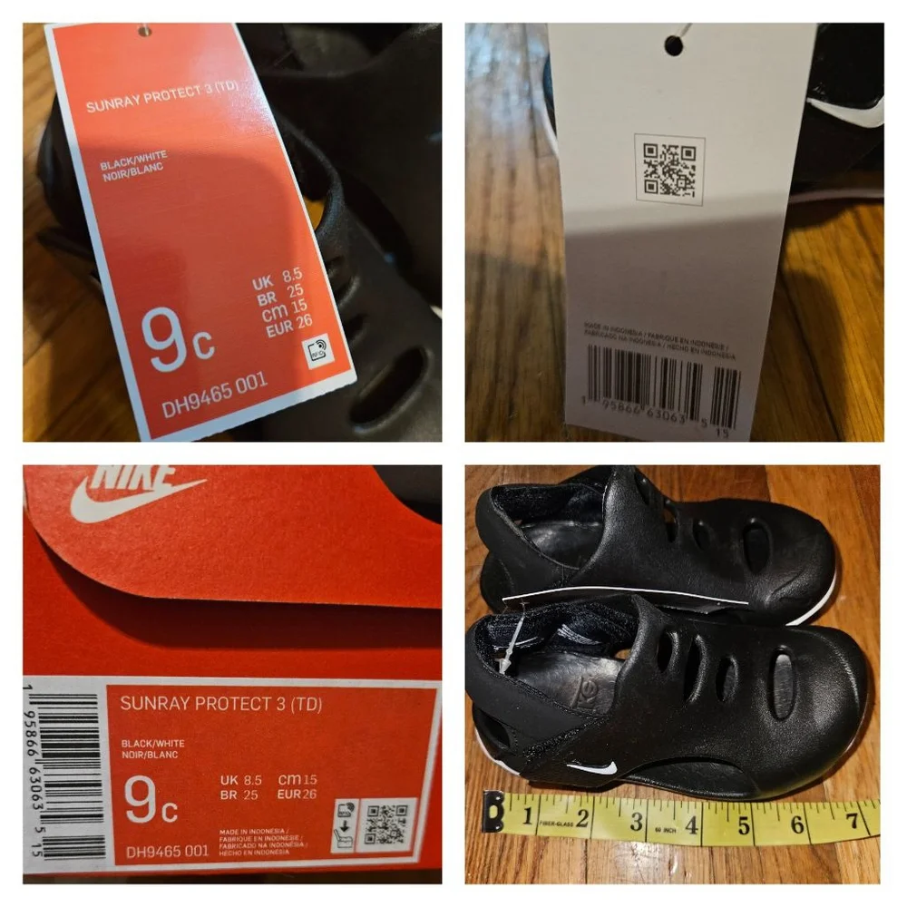 Nike Sunray Protect 3 Sandals Toddler Boys Size 9C Black New in Box